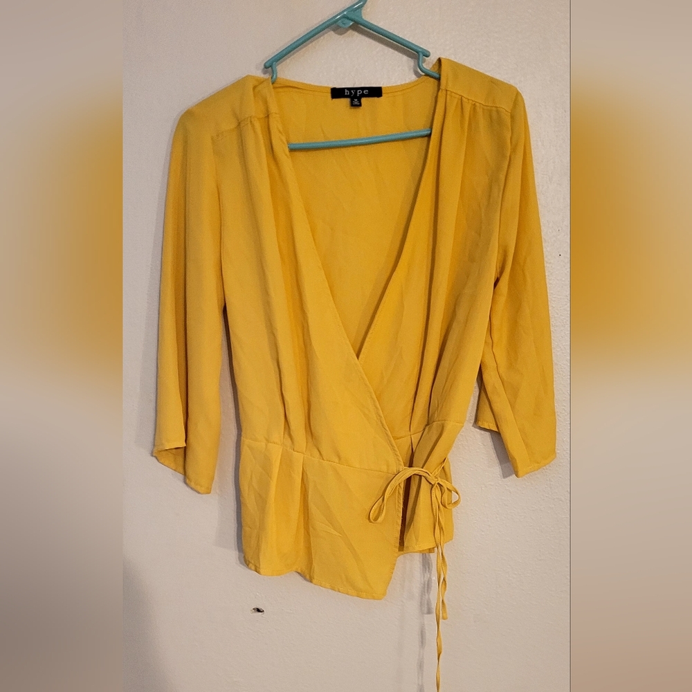 Hype Yellow Wrap Blouse